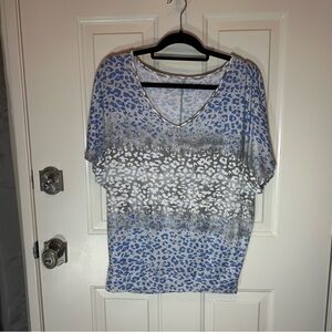 Juicy Couture Blue and White Animal Print Tee